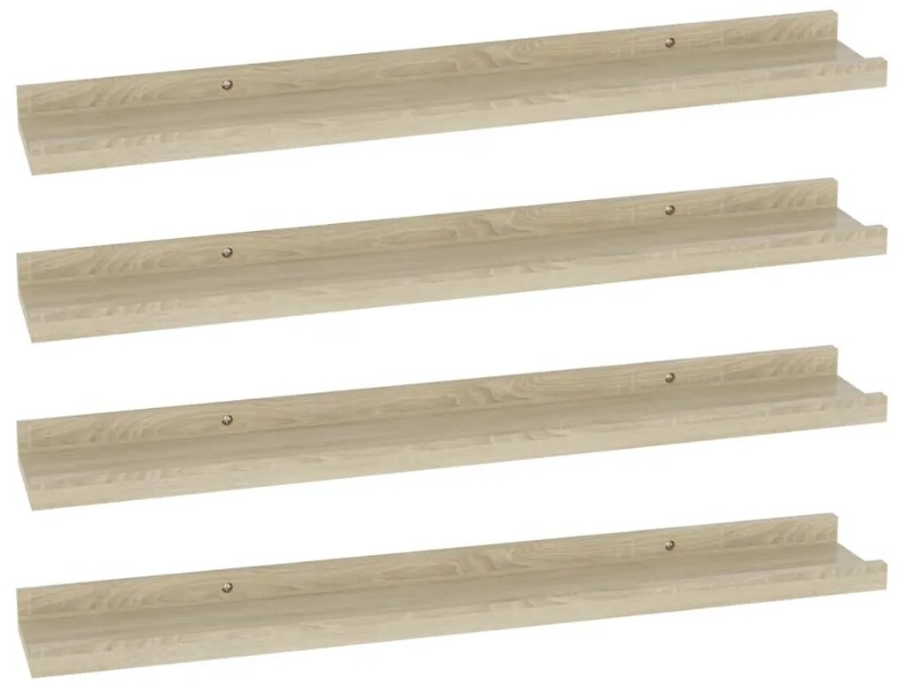 Mensole da parete 4 pz rovere sonoma 60x9x3 cm