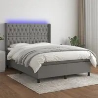 Letto a Molle Materasso e LED Grigio Scuro 140x190cm in Tessutocod mxl 75345