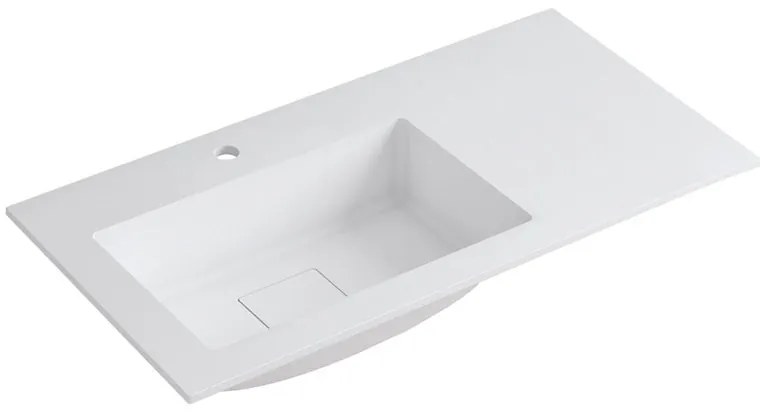 Lavabo a incasso rettangolare vasca a sinistra L 90.5 x H 15 x P 46 cm in resina bianco opaco
