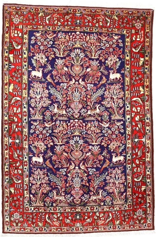 Ghom Tappeto persiano 210 x 140 Blu (Iran) Annodato A Mano