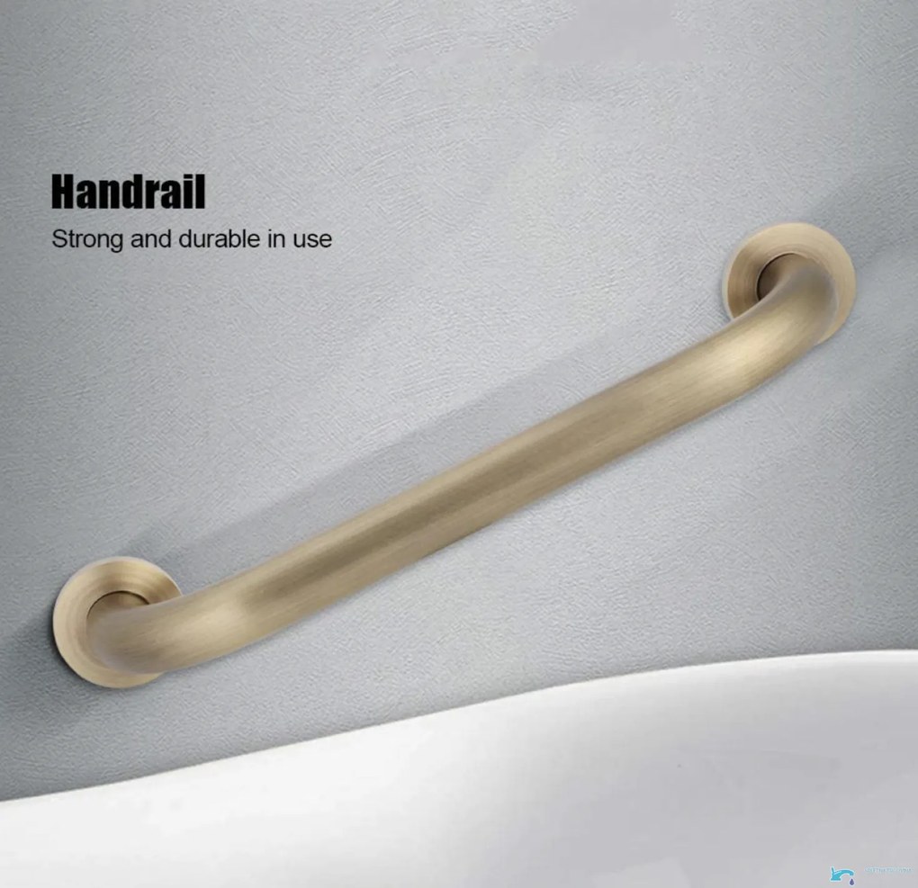 Supporto da bagno a parete EYN DB1008 da 35 cm con finitura ottone anticato
