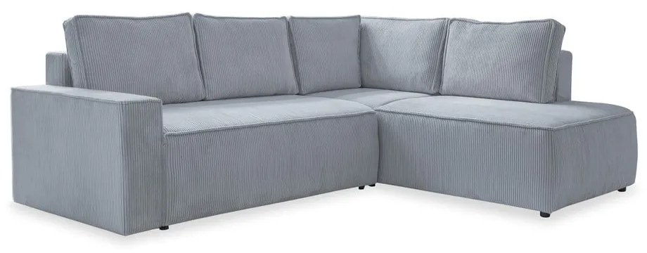 Divano letto angolare in velluto a coste grigio chiaro Brave Dave - Miuform