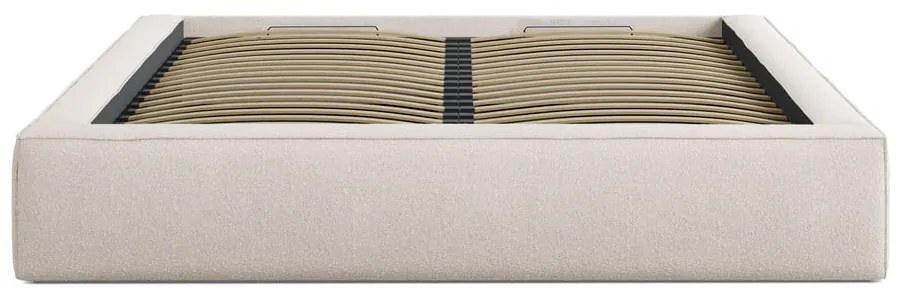 Letto matrimoniale imbottito color crema con contenitore con rete inclusa 160x200 cm Simon Olivia – Micadoni