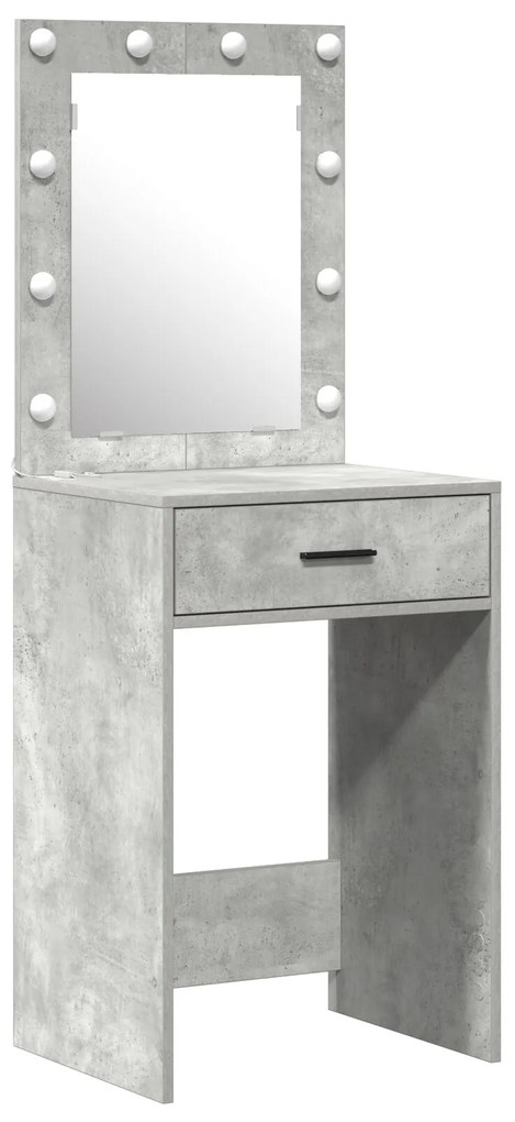 Set da toeletta in legno ingegnerizzato grigio cemento con led - 2 pezzi
