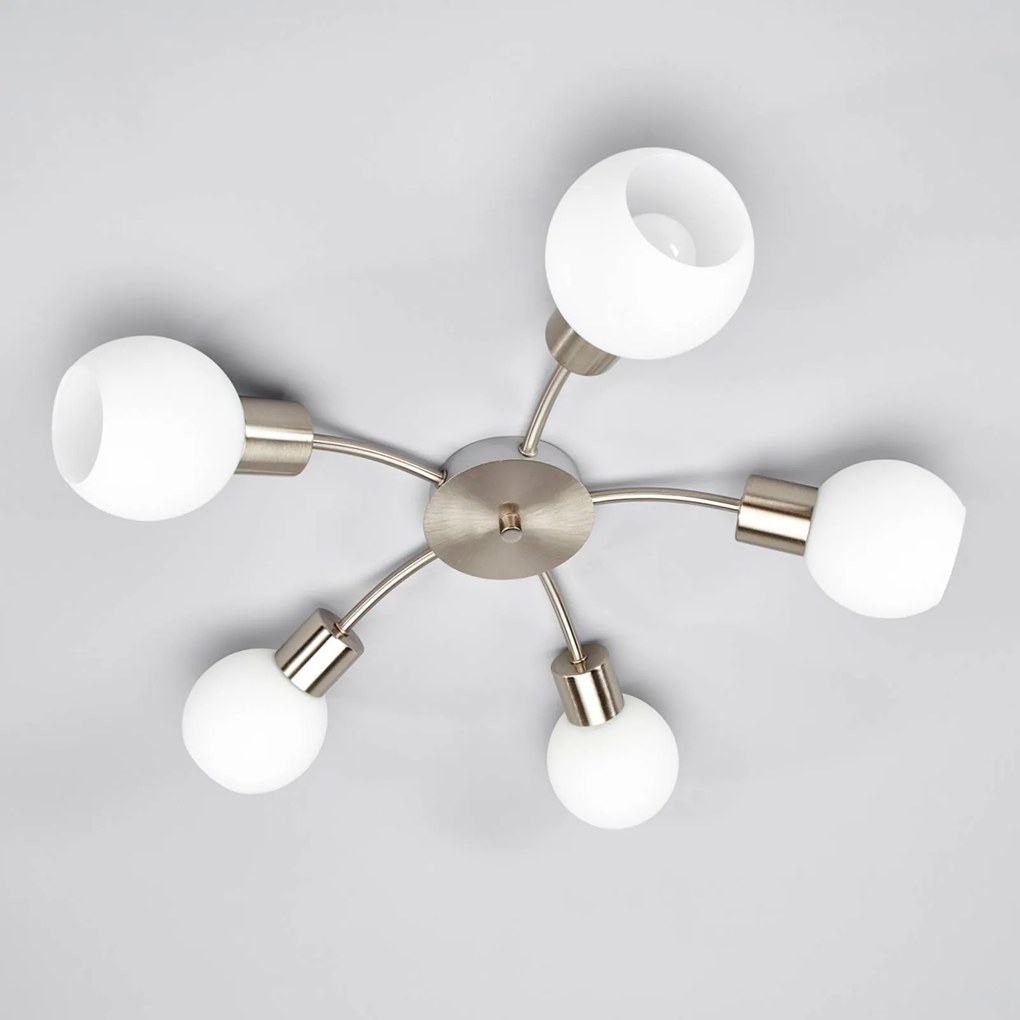 Plafoniera soffitto Elaina Lindby, dimmerabile, Alluminio / Grigio / Zincato, Soggiorno / Sala da pranzo, Metallo, Moderno, Plafoniera