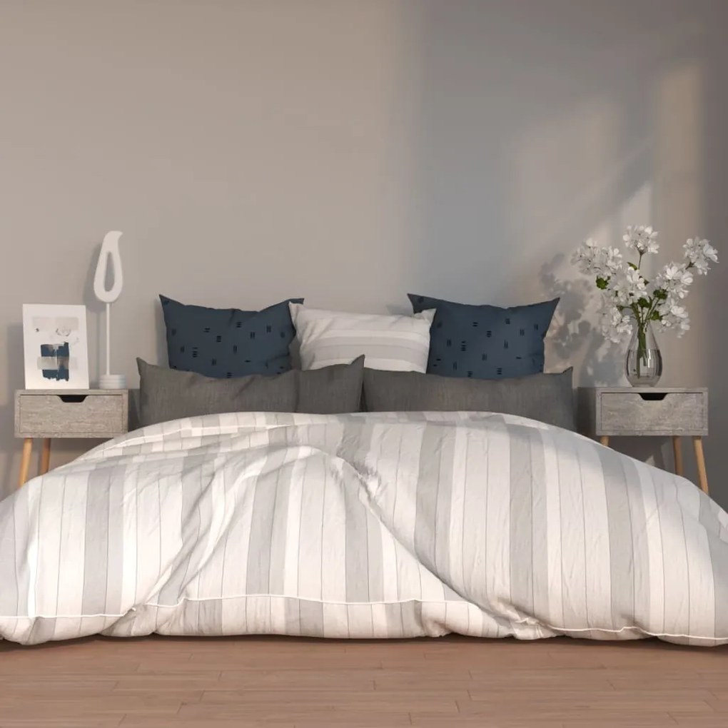 Comodini 2pz Grigio Cemento 40x40x56 Cm İn Legno Multistrato /