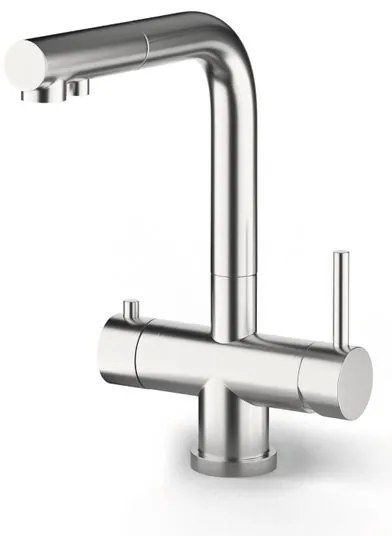 Rubinetto da cucina con doccetta a l QX3E 3 vie in acciaio inox cromo spazzolato opaco CULLIGAN