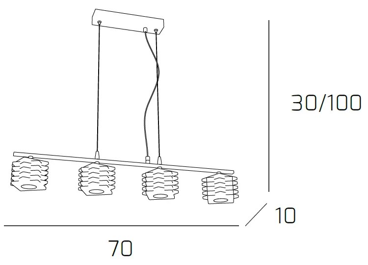 Sospensione Contemporanea Rubik Metallo Cromo Diffusore Cristallo 4 Luci G9