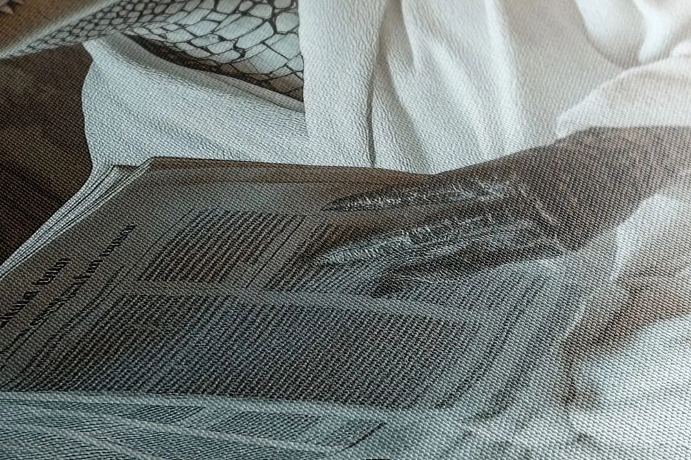 Quadro su tela – Coccodrillo con giornale in bagno