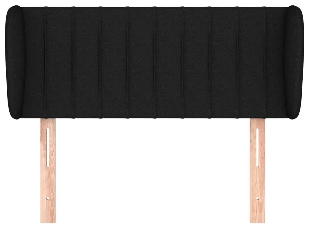 Testiera ad orecchio nera 83 x 23 x 78/88 cm in tessuto