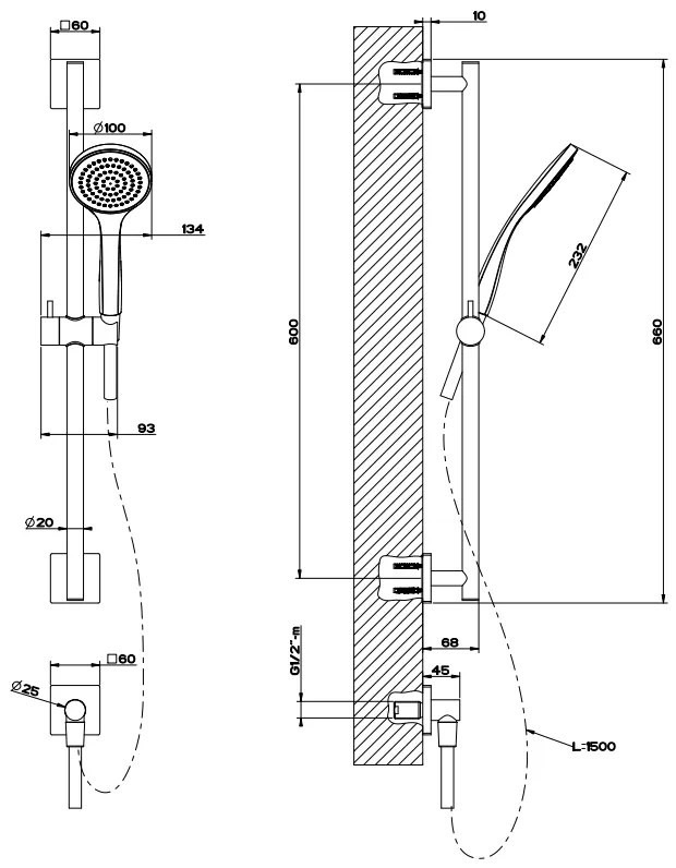 Asta Saliscendi Con Doccetta Anticalcare Flessibile 150 Cm Cromo Gessi Emporio 47316