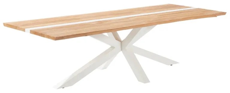 Tavolo da pranzo per giardino Lagos NATERIAL in alluminio con piano in teak per 8 persone 110x280cm