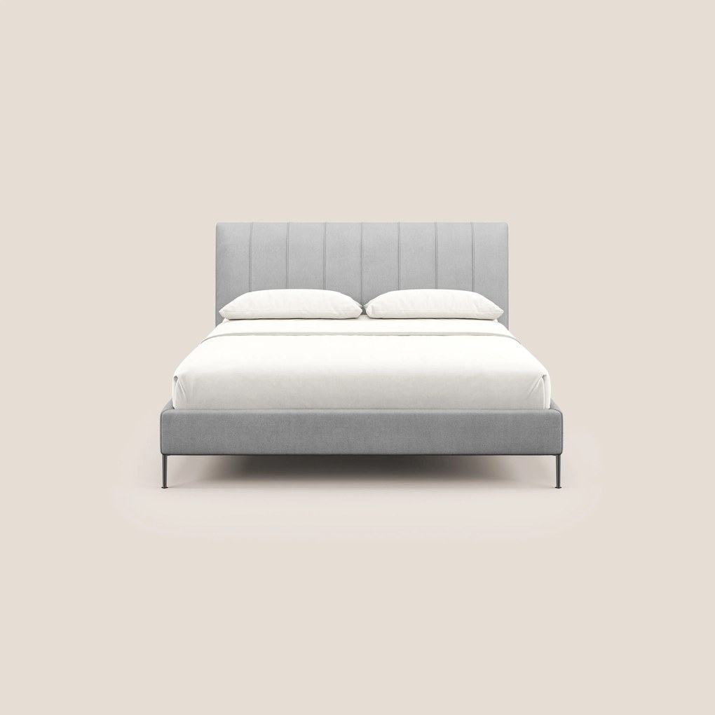 Calliope letto imbottito piedini alti completamente sfoderabile in tessuto smacchiabile T17 grigio