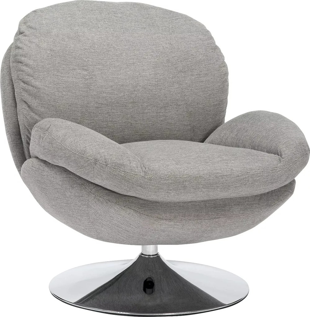 Poltrona Brigitte Brego in tessuto grigio Brego 07 con struttura in metallo cromato e seduta girevole – 77x87x83 cm