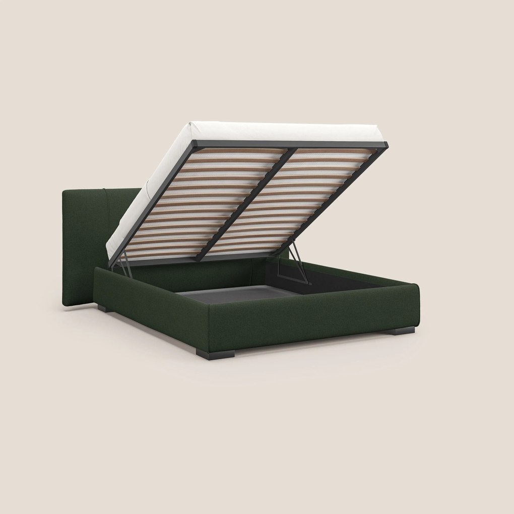 Omero letto imbottito contenitore sfoderabile in tessuto fiammato impermeabile T14 verde