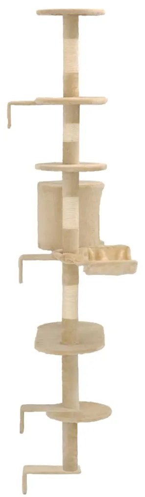 Albero per gatti con tiragraffi in sisal da parete 194 cm beige