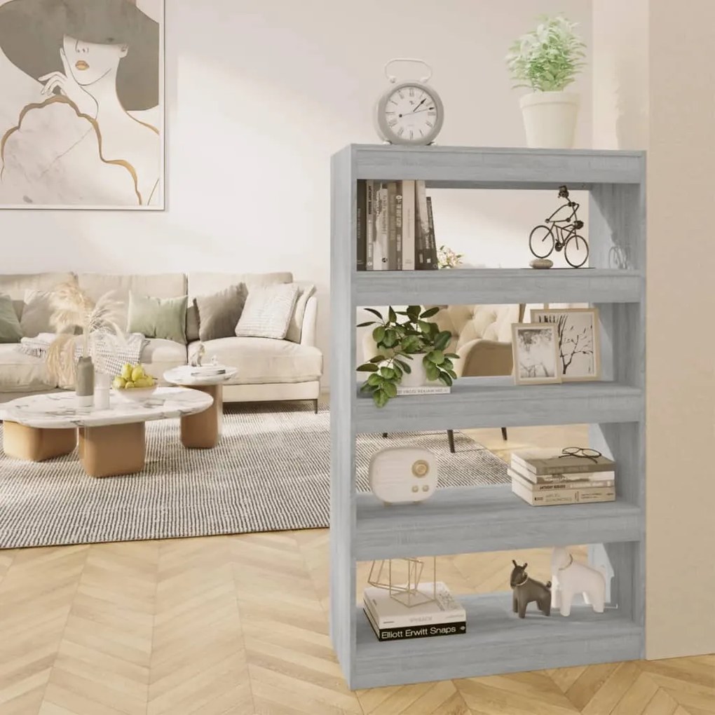 Libreria/divisorio grigio sonoma 80x30x135 cm in truciolato