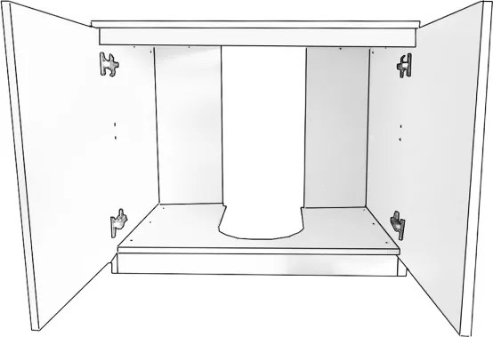Mobile bagno sotto lavello copricolonna con 2 ante in legno Bianco Lucido