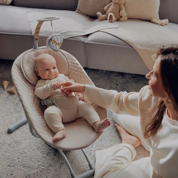 Lionelo - Dondolo per bambini con melodia RIO 4xC Beige Latte + telecomando