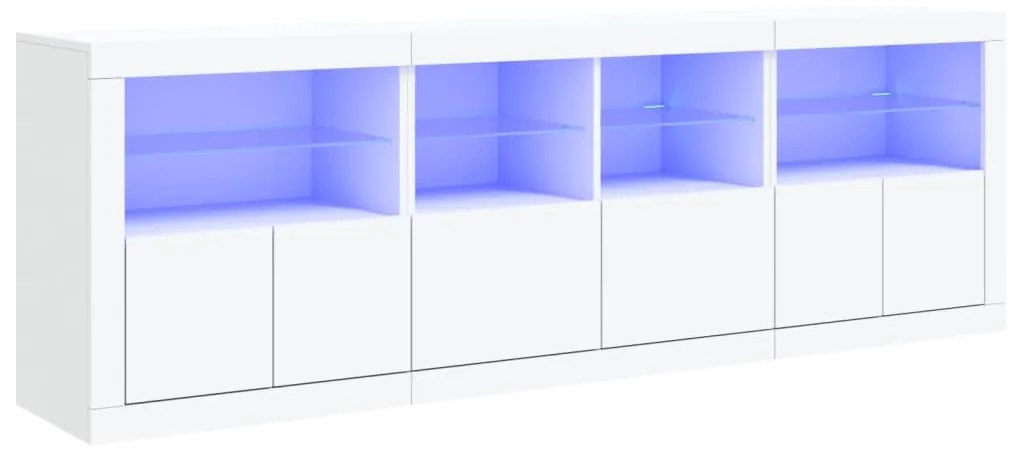 Credenza con luci led bianca 202x37x67 cm