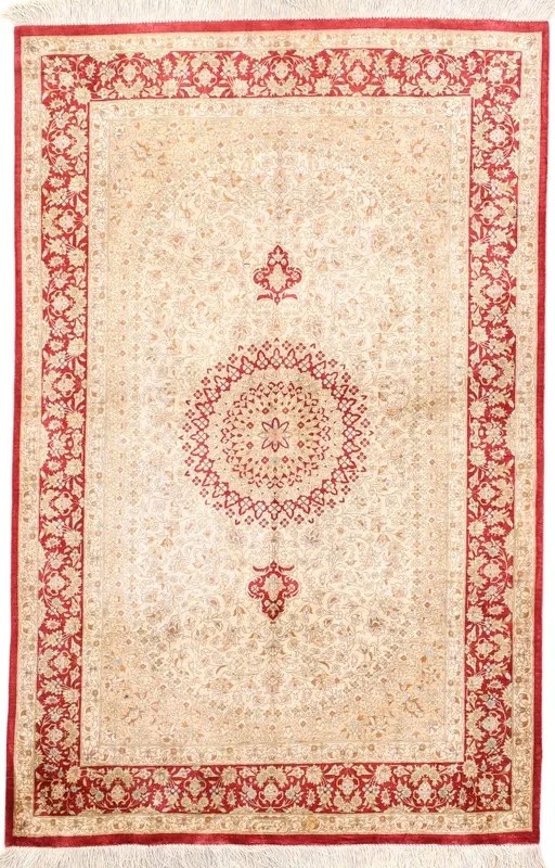 Ghom Tappeto persiano 150x100 Beige (Iran) Annodato A Mano