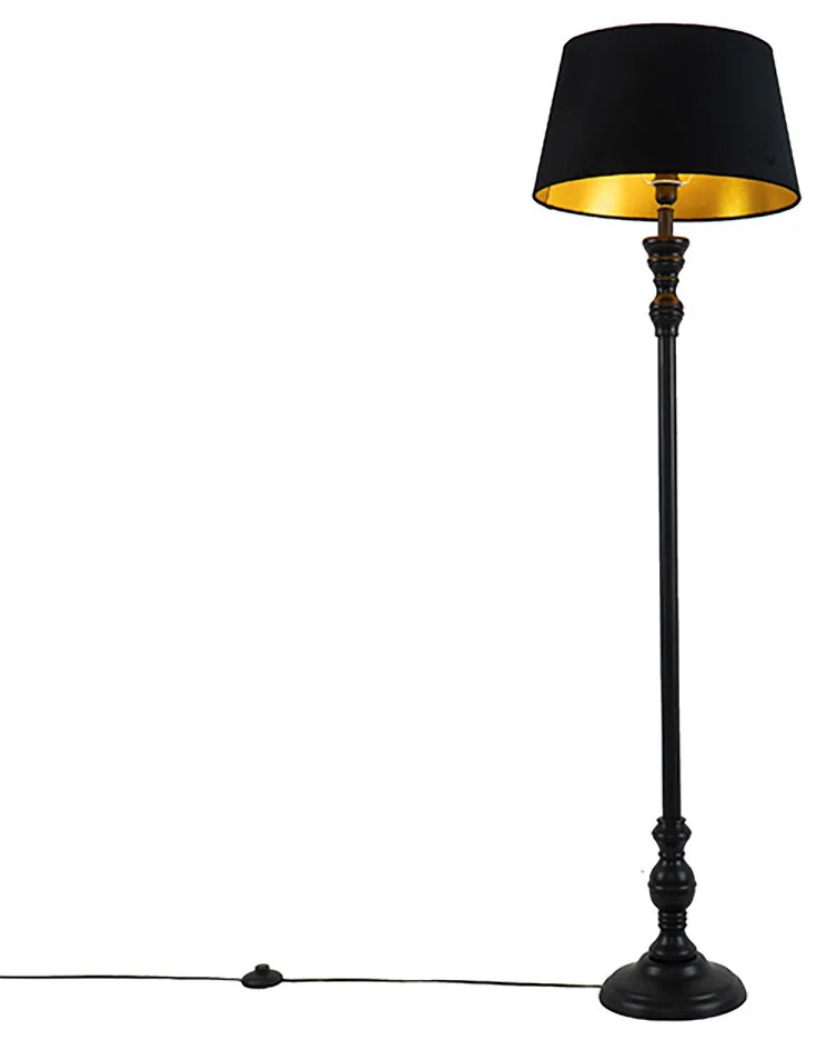 Lampada da terra intelligente nera con paralume nero con oro 45 cm incl. Wifi A60 - Classico