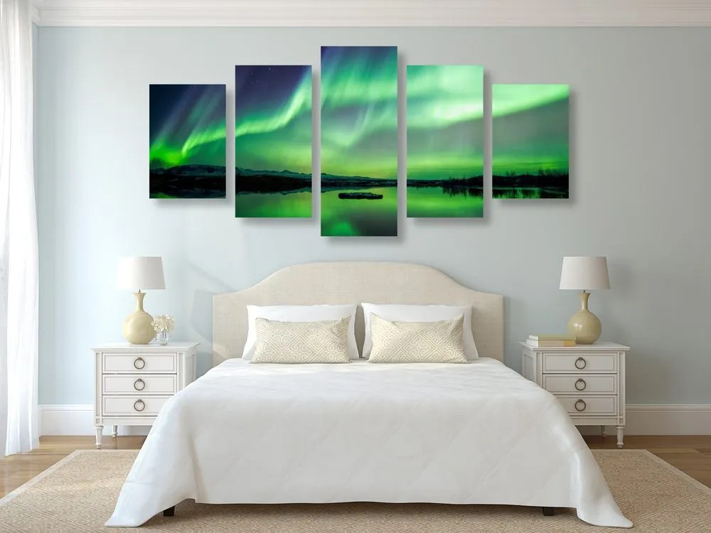 Quadri 5 pezzi – Aurora boreale