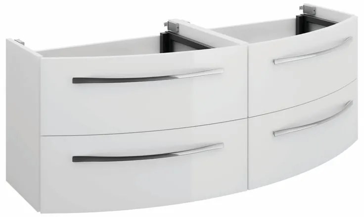 Mobile da bagno sotto lavabo PELIPAL bianco lucido L 130 x H 48 x P 48 cm 4 cassetti, lavabo non incluso