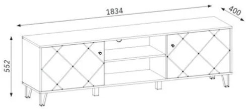 Mobile Porta TV 183 Cm Bianco E Rovere Effetto Legno Bollo
