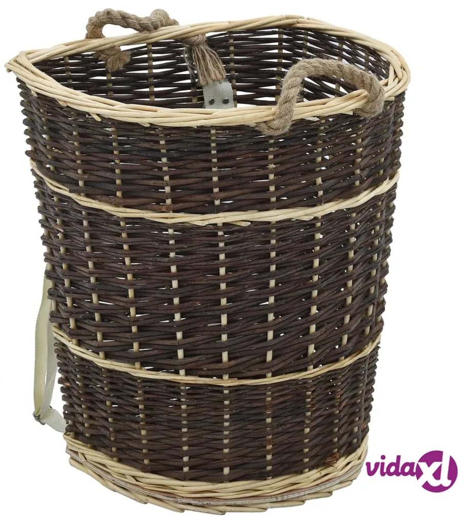 vidaXL Cesta per Legna con Spallacci 44,5x37x50cm Salice Naturale