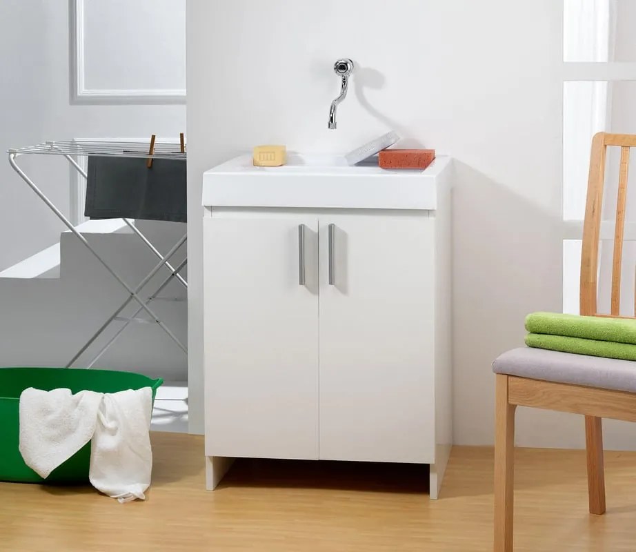 Mobile lavanderia con lavabo incluso Evo in abs bianco P 50 x L 60 x H 84 cm
