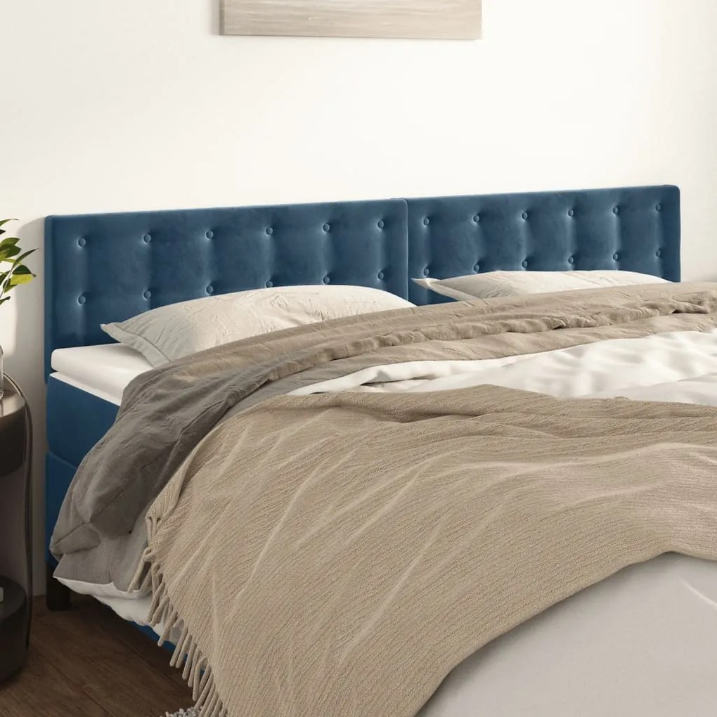Testiera 2 Pz Blu Scuro 80x5x78/88 Cm İn Velluto /