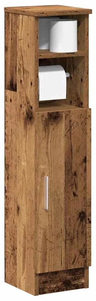 Mobile Da Bagno Con Portarotolo Legno Antico 20,5x22x90 Cm /