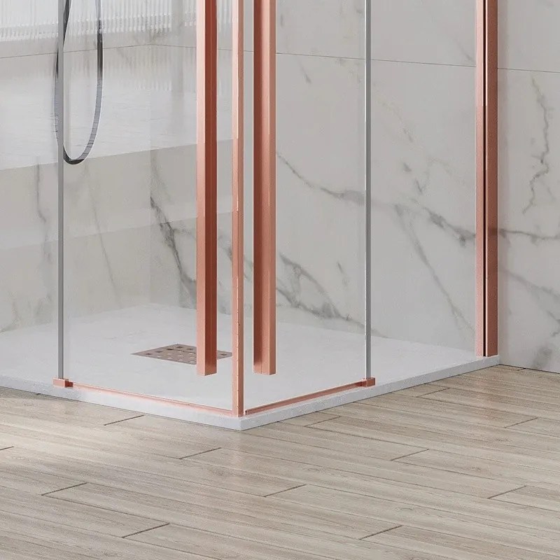 Kamalu - Box doccia 90x90 colore oro rosa doppio scorrevole vetro 8mm | KSA1000RG