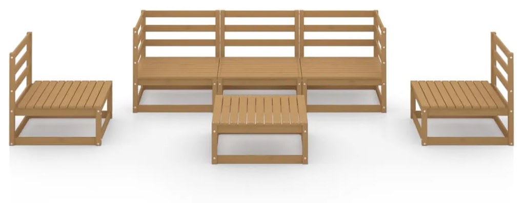 Set Divani da Giardino 6 pz Miele in Legno Massello di Pino