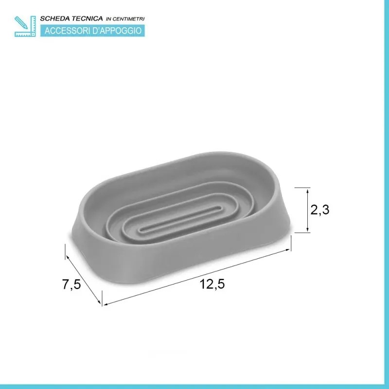 Set 3 pezzi accessori bagno grigio in abs Tender