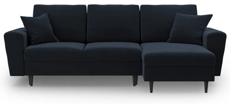 Divano angolare blu scuro allungabile e con contenitore con rivestimento in velluto Kyoto – Cosmopolitan Design