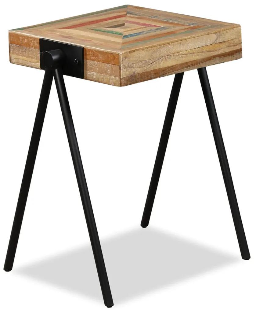 Tavolino laterale in legno massello di teak di recupero