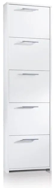 Scarpiera 5 ante a ribalta singola prof L 50 x H 178 x P 18 cm 10 paia, bianco