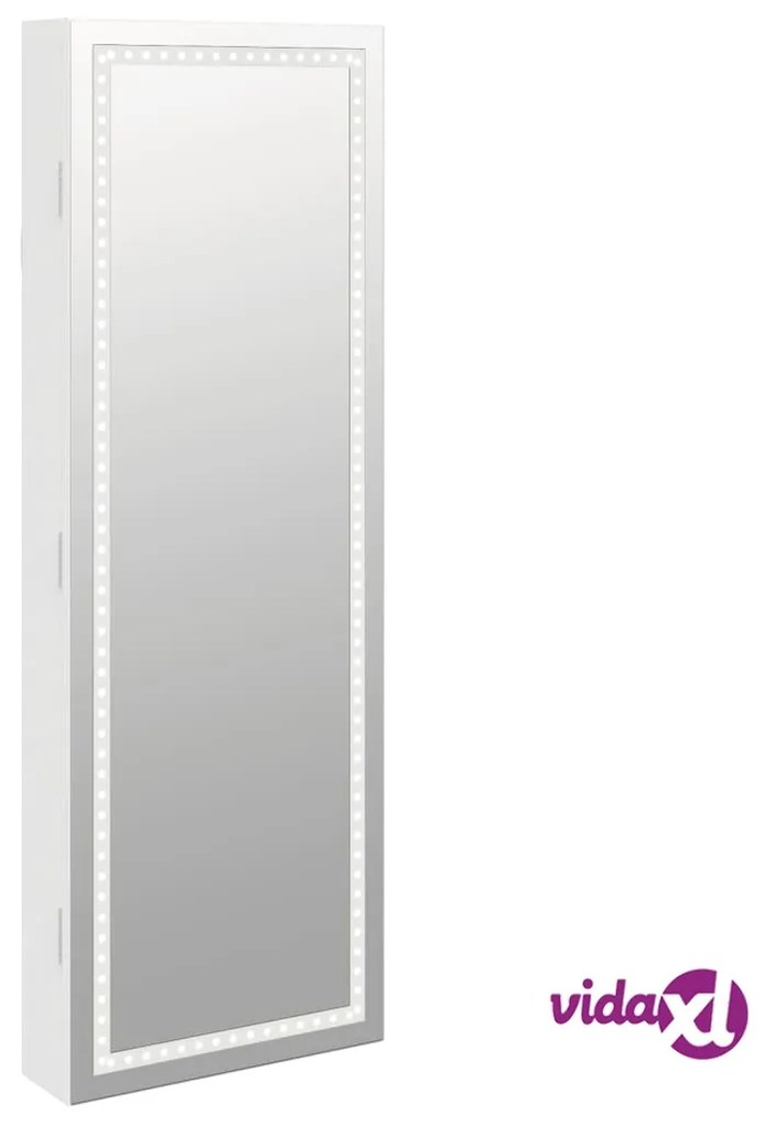 vidaXL Armadio Portagioie a Specchio con Luci LED a Parete Bianco