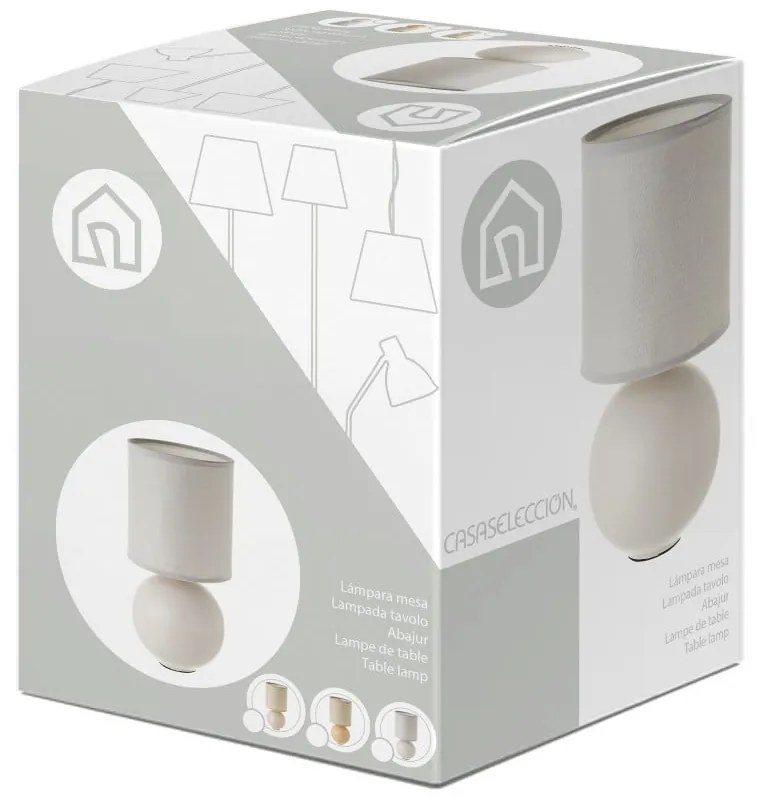 Lampada da tavolo in ceramica beige con paralume in tessuto (altezza 24,5 cm) - Casa Selección