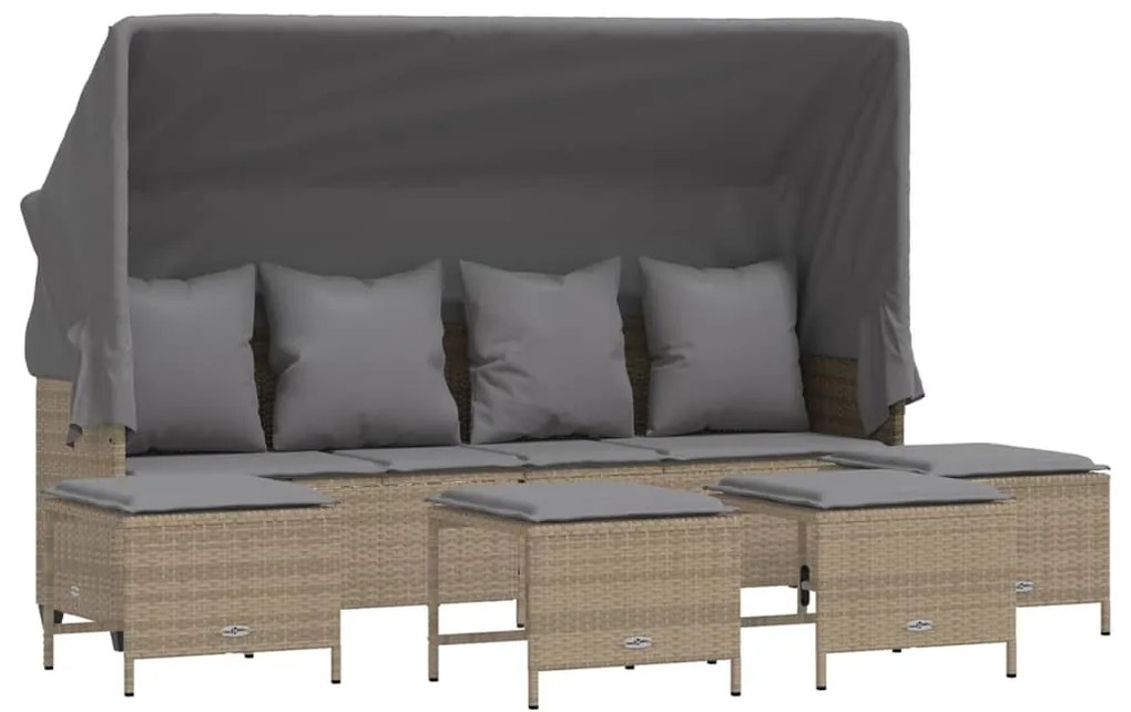 Set divano da giardino 5 pz con cuscini beige in polyrattan