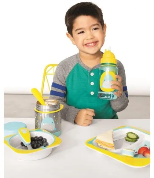 Skip Hop - Contenitore termico per alimenti con cucchiaio/forchetta ZOO 325 ml squalo