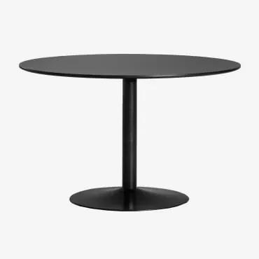 Tavolo Da Pranzo Rotondo In Mdf E Metallo Yvetta Nero & Ø120 Cm & Nero - Sklum