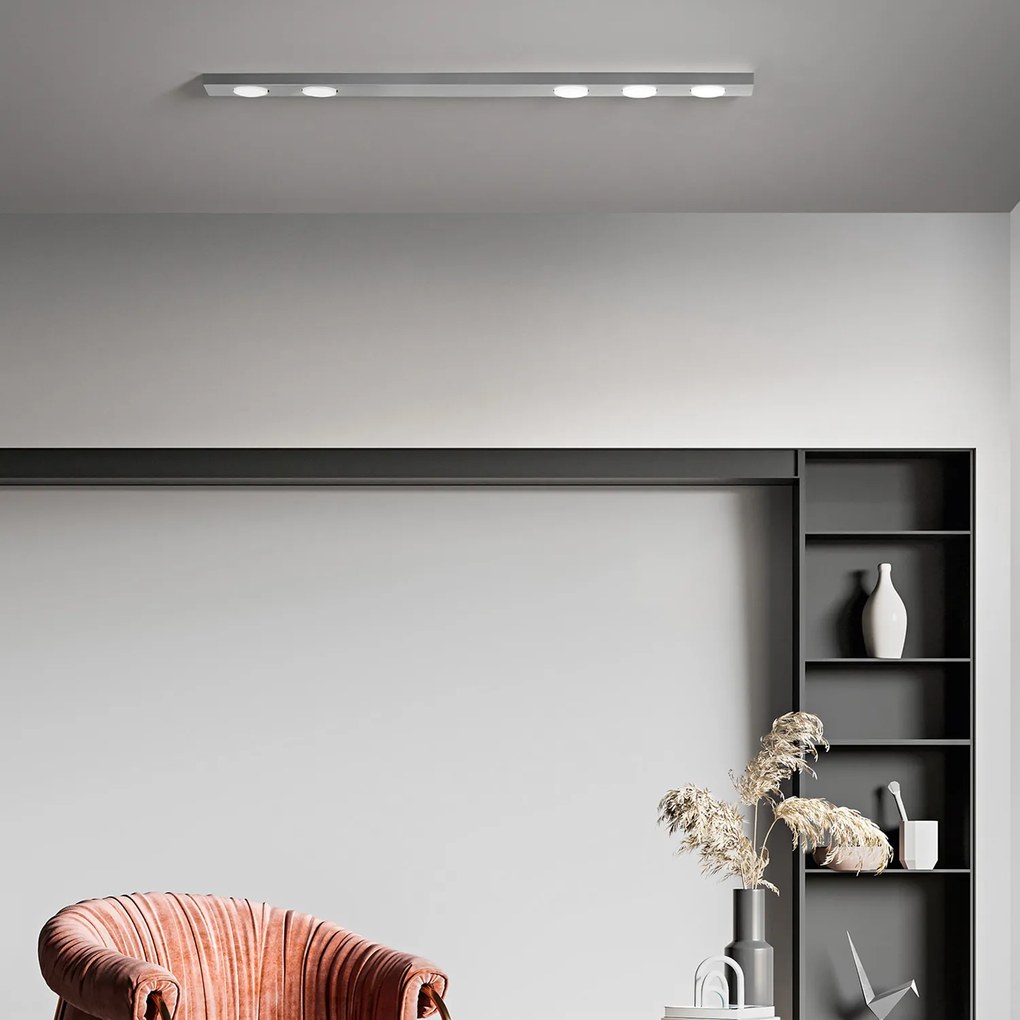 Plafoniera Moderna Bottone Metallo Alluminio Opaco 5 Luci Gx53 Ip20