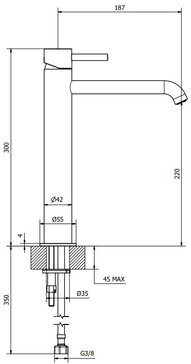 Miscelatore lavabo alto con scarico click clack cromo 73371 Jabil 35