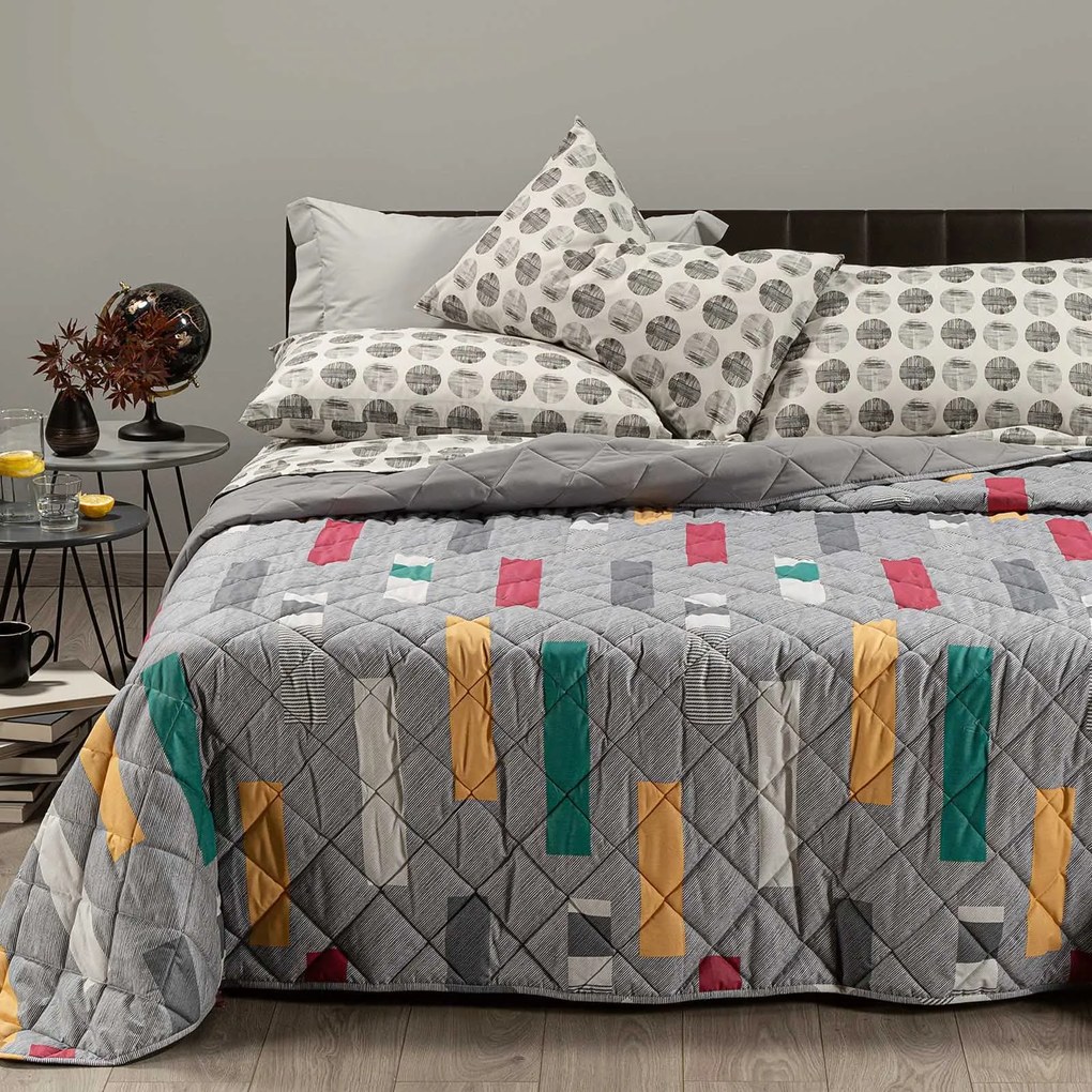 Copriletto Trapuntato in Cotone Denim Piazza e Mezza New
