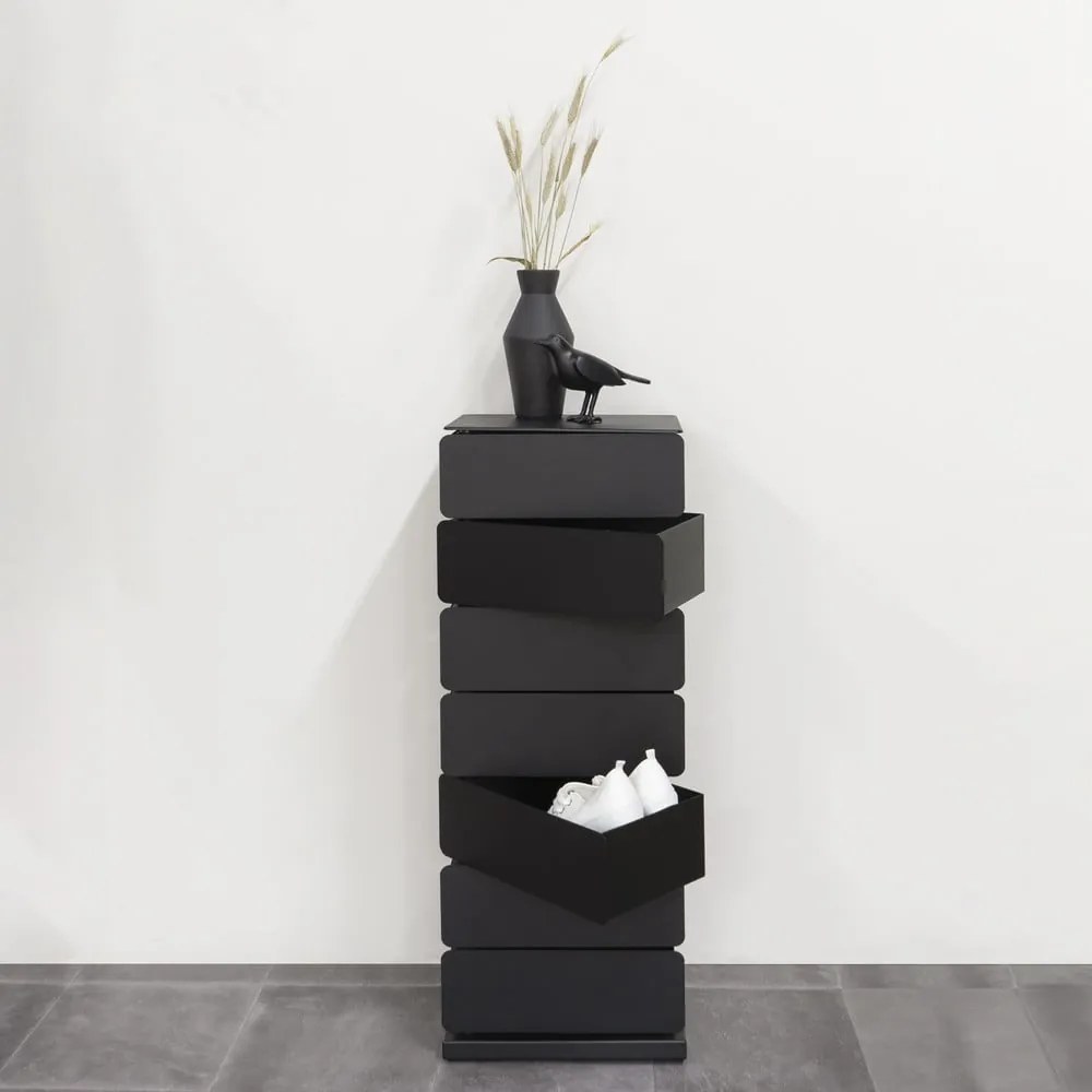 Cassettiera nera in metallo 37x99x26 cm Joey – Spinder Design