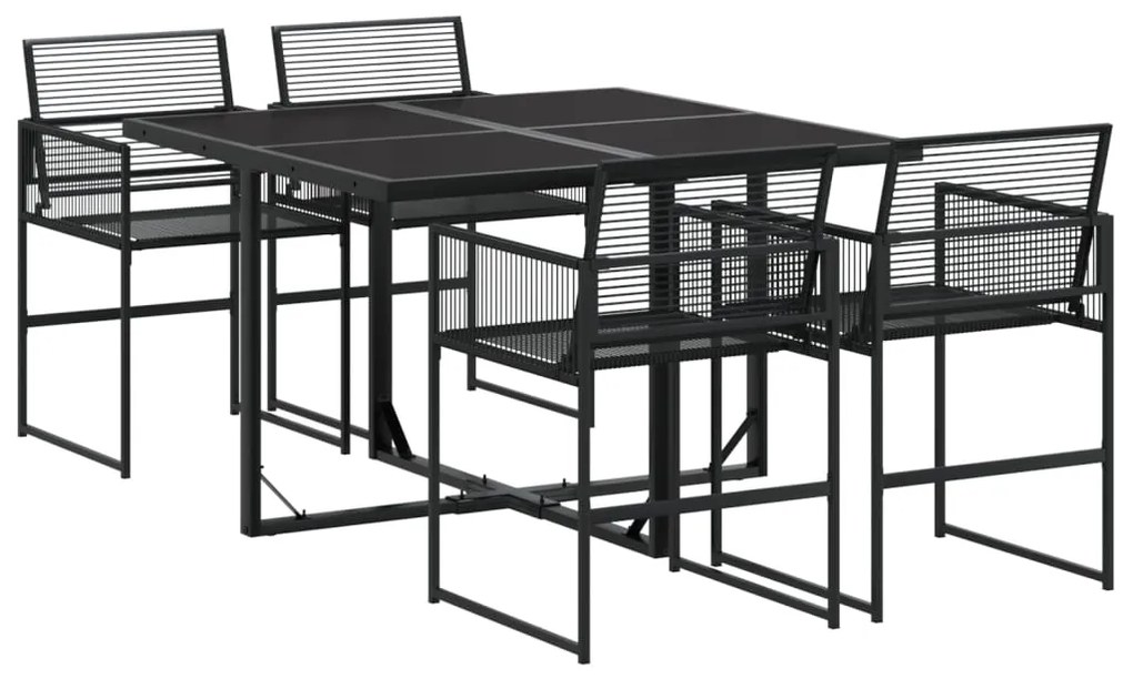 Set da pranzo da giardino 5 pz nero in polyrattan