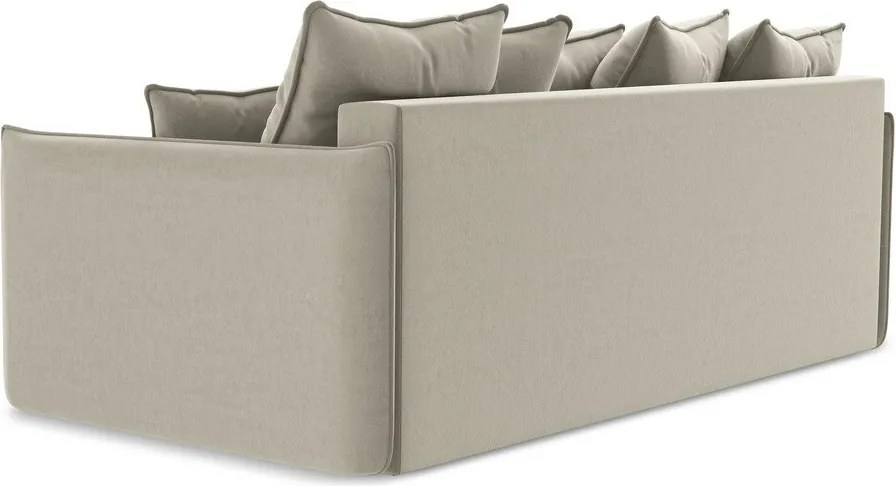Divano beige allungabile/con contenitore con rivestimento in velluto 225 cm Hula – Makamii